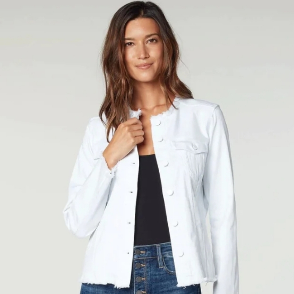 Liverpool Jeans White Frayed Edge Jean Jacket Size XS - Picture 5 of 10